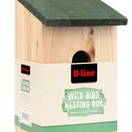 TRADITIONAL WOODEN BIRD NESTING BOX WOOD NEST HOUSE SMALL BIRDS BLUETIT ROBIN