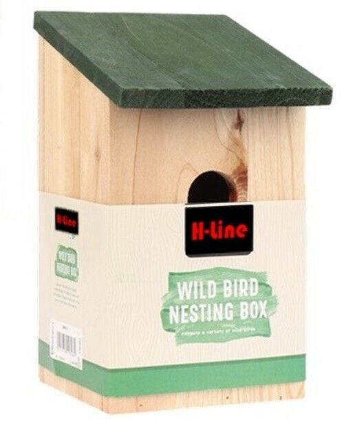 TRADITIONAL WOODEN BIRD NESTING BOX WOOD NEST HOUSE SMALL BIRDS BLUETIT ROBIN