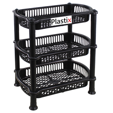 3 4 Tier Plastic Storage Shelf Shelves Basket Rack Caddy Home Kitchen Veg Fruit