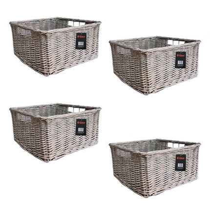 Large Grey Square Wicker Storage Basket Hamper Rattan Shelf Unit Display Tidy 