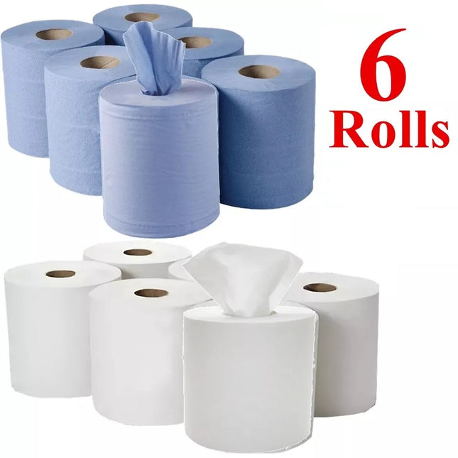 Centrefeed Blue or White Paper Rolls - pack of 6